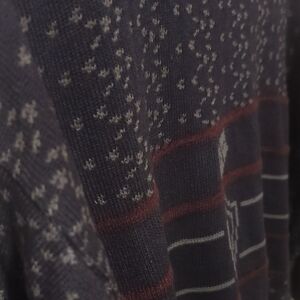 Black Patterned Knit Crewneck Sweater